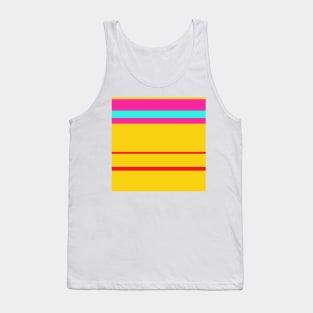 A tremendous bind of Cherry Red, Persian Rose, Metallic Yellow and Fluorescent Blue stripes. Tank Top